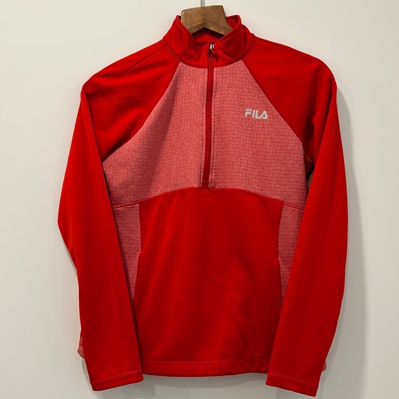 Fila Jackets & Blazers - FILA 90s Style Red Half Zip Sport Jacket with Thumb Holes